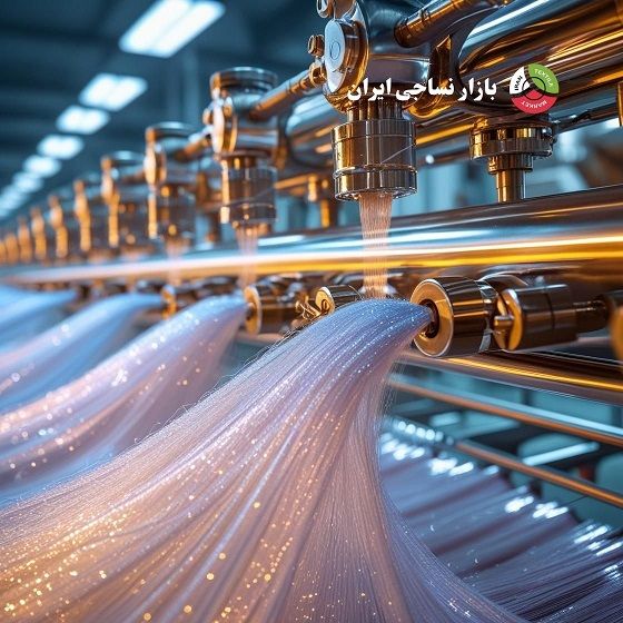 تصویری واقعی از فرآیند تولید نخ پلی‌استر در کارخانه نساجی با روش melt spinning