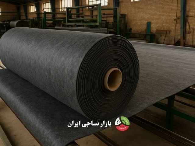 تصویر نمونه ژئوتکستایل نبافته در فرآیند تولید