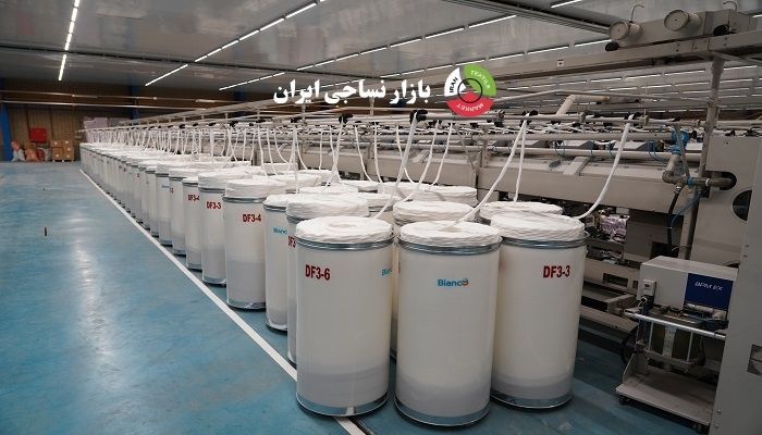 نمایی از سالن ریسندگی کارخانه ایران ریس البرز تولیدکننده نخ تخصصی در ایران