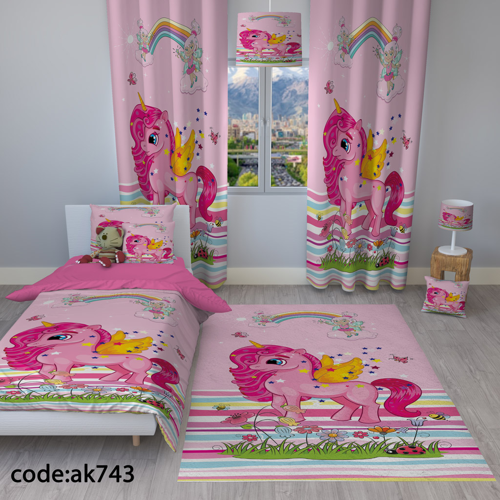 ست کامل اتاق کودک طرح اسب تک شاخ کد ak743